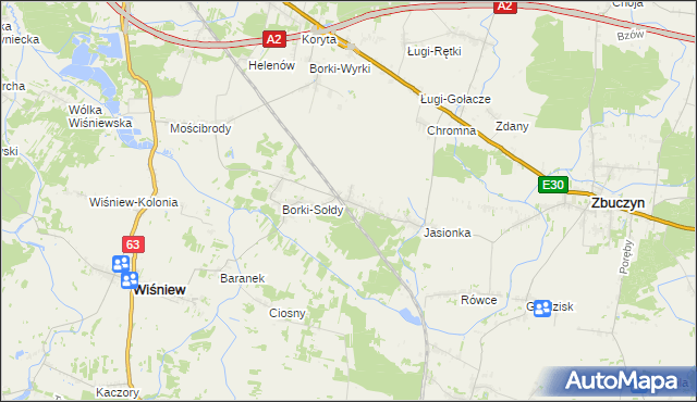 mapa Borki-Kosy, Borki-Kosy na mapie Targeo