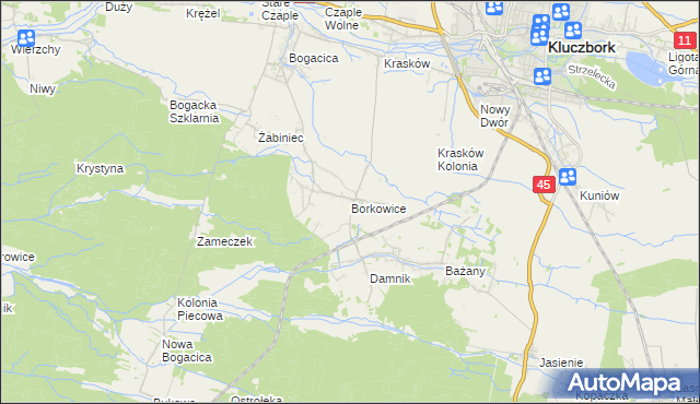 mapa Borkowice gmina Kluczbork, Borkowice gmina Kluczbork na mapie Targeo