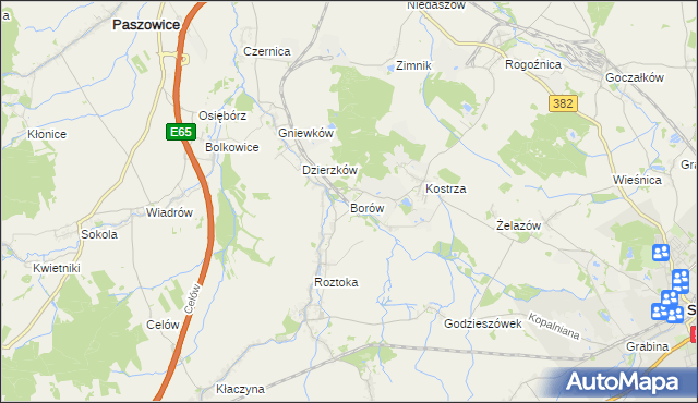 mapa Borów gmina Dobromierz, Borów gmina Dobromierz na mapie Targeo
