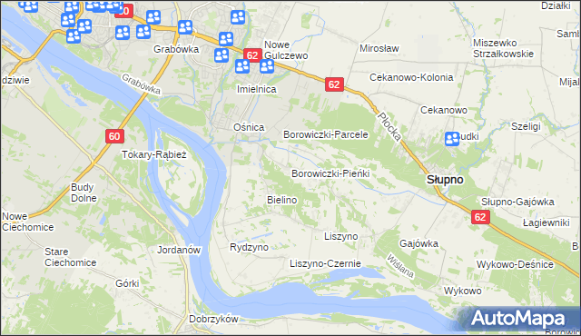 mapa Borowiczki-Pieńki, Borowiczki-Pieńki na mapie Targeo