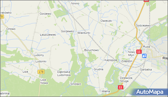 mapa Boruchowo, Boruchowo na mapie Targeo