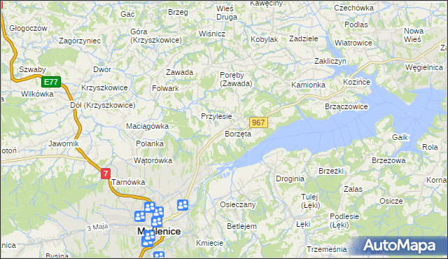 mapa Borzęta, Borzęta na mapie Targeo