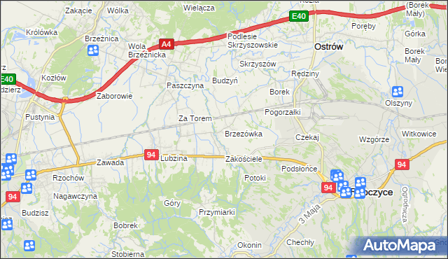 mapa Brzezówka gmina Ropczyce, Brzezówka gmina Ropczyce na mapie Targeo