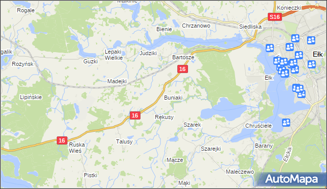 mapa Buniaki, Buniaki na mapie Targeo