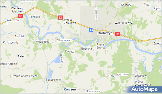 mapa Bużyska, Bużyska na mapie Targeo