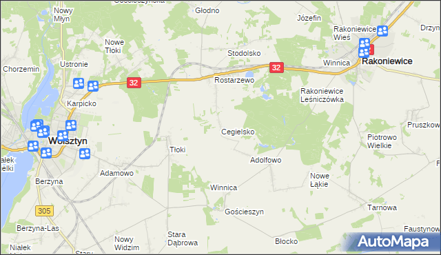 mapa Cegielsko, Cegielsko na mapie Targeo
