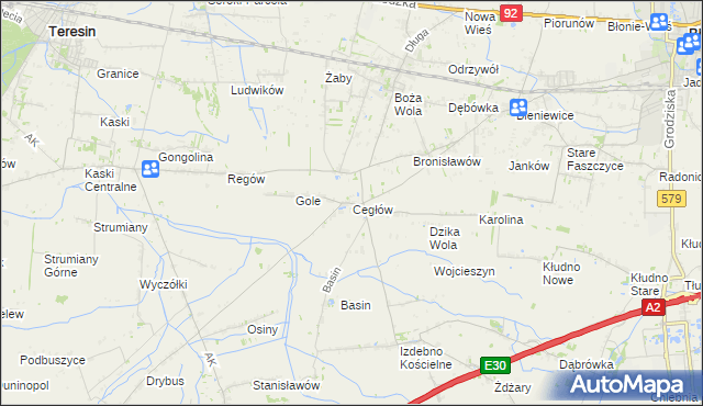 mapa Cegłów gmina Baranów, Cegłów gmina Baranów na mapie Targeo