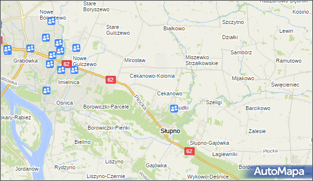 mapa Cekanowo gmina Słupno, Cekanowo gmina Słupno na mapie Targeo