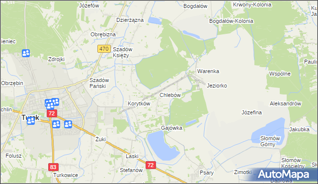 mapa Chlebów gmina Turek, Chlebów gmina Turek na mapie Targeo