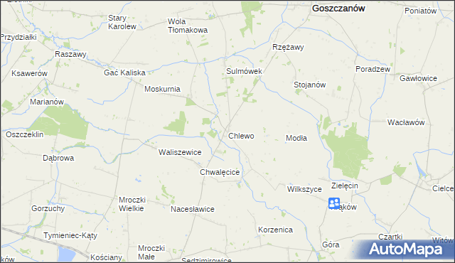mapa Chlewo gmina Goszczanów, Chlewo gmina Goszczanów na mapie Targeo