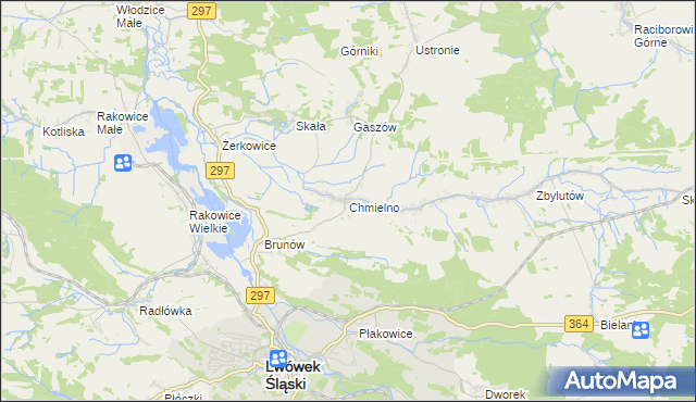 mapa Chmielno gmina Lwówek Śląski, Chmielno gmina Lwówek Śląski na mapie Targeo
