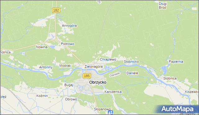 mapa Chraplewo gmina Obrzycko, Chraplewo gmina Obrzycko na mapie Targeo