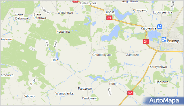 mapa Chudobczyce, Chudobczyce na mapie Targeo