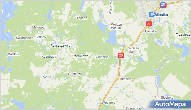 mapa Cicholas, Cicholas na mapie Targeo