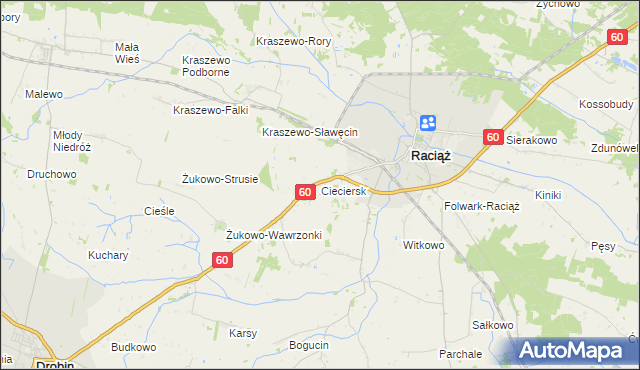 mapa Cieciersk, Cieciersk na mapie Targeo