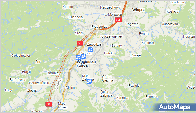 mapa Cięcina, Cięcina na mapie Targeo