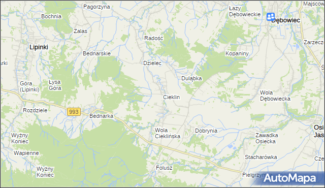 mapa Cieklin, Cieklin na mapie Targeo