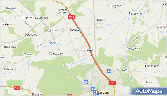 mapa Cielcza, Cielcza na mapie Targeo