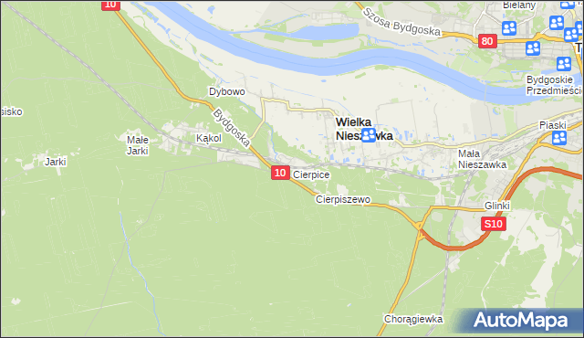 mapa Cierpice gmina Wielka Nieszawka, Cierpice gmina Wielka Nieszawka na mapie Targeo