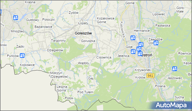 mapa Cisownica, Cisownica na mapie Targeo