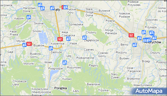 mapa Czaniec, Czaniec na mapie Targeo