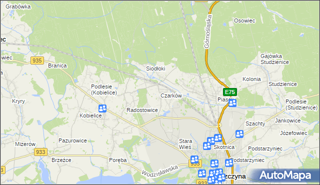 mapa Czarków gmina Pszczyna, Czarków gmina Pszczyna na mapie Targeo