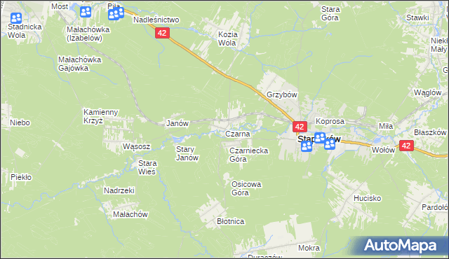 mapa Czarna gmina Stąporków, Czarna gmina Stąporków na mapie Targeo