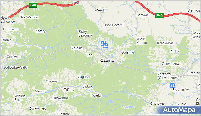 mapa Czarna powiat dębicki, Czarna powiat dębicki na mapie Targeo