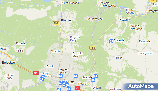 mapa Czarny Las gmina Olkusz, Czarny Las gmina Olkusz na mapie Targeo