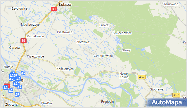 mapa Czepielowice, Czepielowice na mapie Targeo