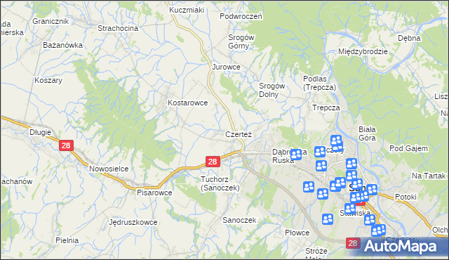 mapa Czerteż, Czerteż na mapie Targeo