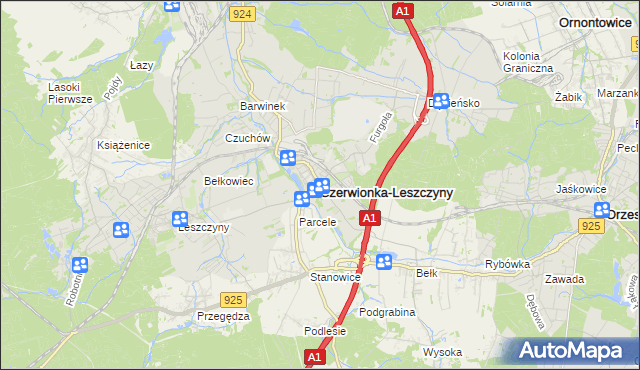 mapa Czerwionka-Leszczyny, Czerwionka-Leszczyny na mapie Targeo