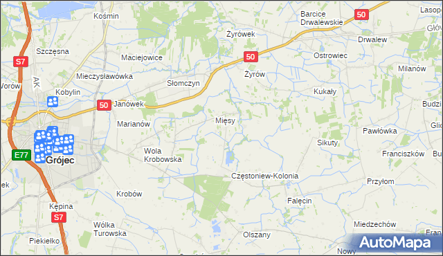 mapa Częstoniew, Częstoniew na mapie Targeo