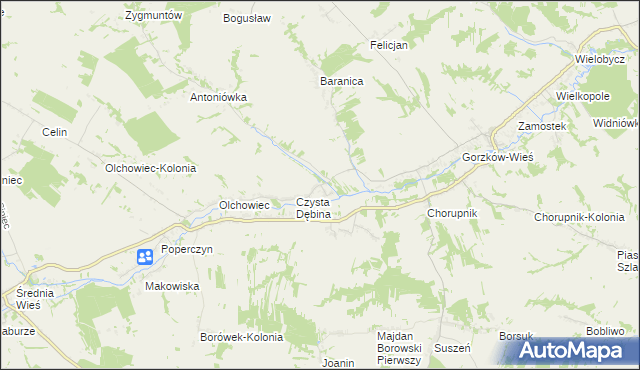 mapa Czysta Dębina-Kolonia, Czysta Dębina-Kolonia na mapie Targeo