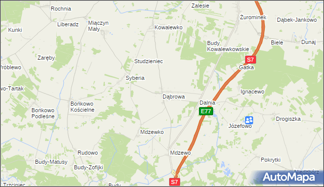 mapa Dąbrowa gmina Strzegowo, Dąbrowa gmina Strzegowo na mapie Targeo