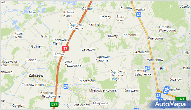 mapa Dąbrówka Nagórna, Dąbrówka Nagórna na mapie Targeo