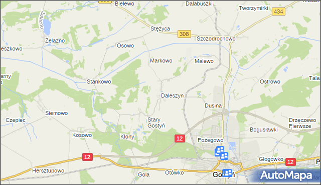 mapa Daleszyn, Daleszyn na mapie Targeo