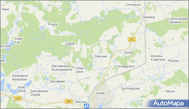 mapa Dalkowo gmina Więcbork, Dalkowo gmina Więcbork na mapie Targeo