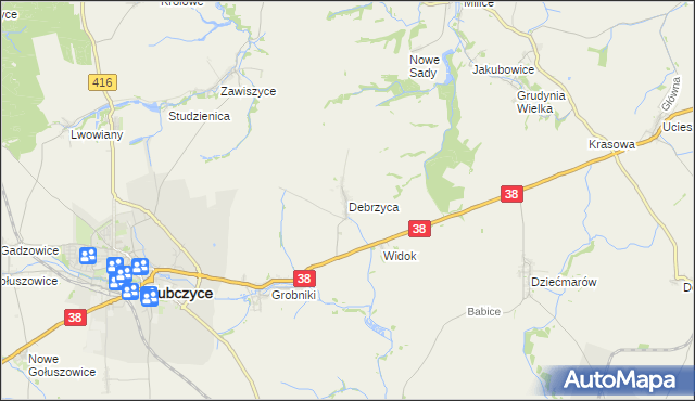 mapa Debrzyca, Debrzyca na mapie Targeo