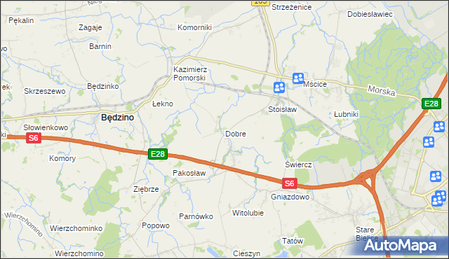 mapa Dobre gmina Będzino, Dobre gmina Będzino na mapie Targeo