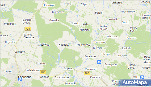 mapa Dobrzeszów, Dobrzeszów na mapie Targeo