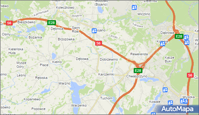 mapa Dobrzewino, Dobrzewino na mapie Targeo