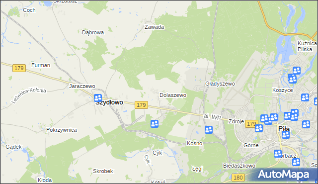 mapa Dolaszewo, Dolaszewo na mapie Targeo