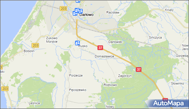 mapa Domasławice gmina Darłowo, Domasławice gmina Darłowo na mapie Targeo