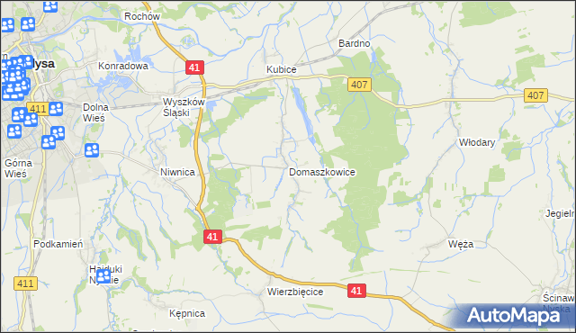 mapa Domaszkowice, Domaszkowice na mapie Targeo