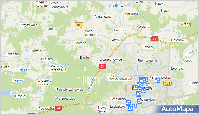 mapa Domiechowice, Domiechowice na mapie Targeo