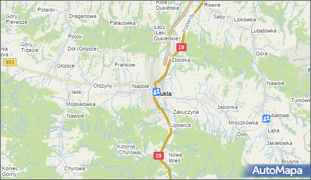 mapa Dukla, Dukla na mapie Targeo