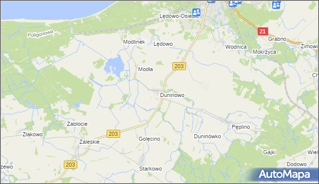 mapa Duninowo, Duninowo na mapie Targeo