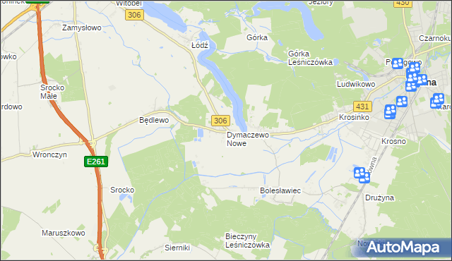 mapa Dymaczewo Nowe, Dymaczewo Nowe na mapie Targeo