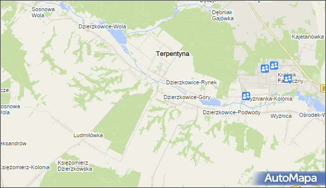 mapa Dzierzkowice-Góry, Dzierzkowice-Góry na mapie Targeo